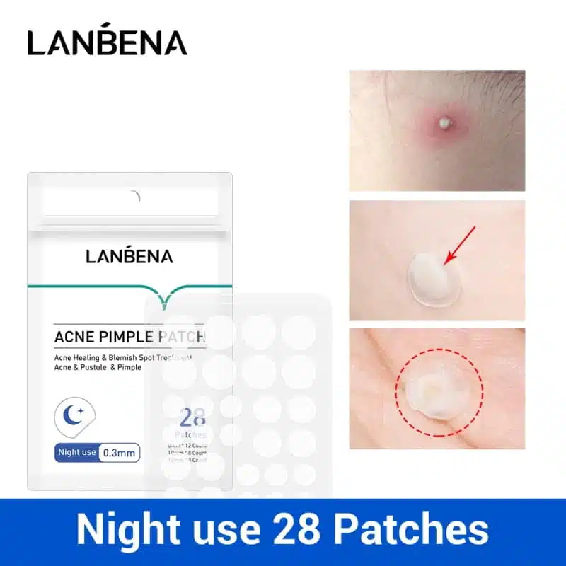 Lanbena Acne Pimple Patch 28PCS box with clear patches displayed against a white background. - thumbnail