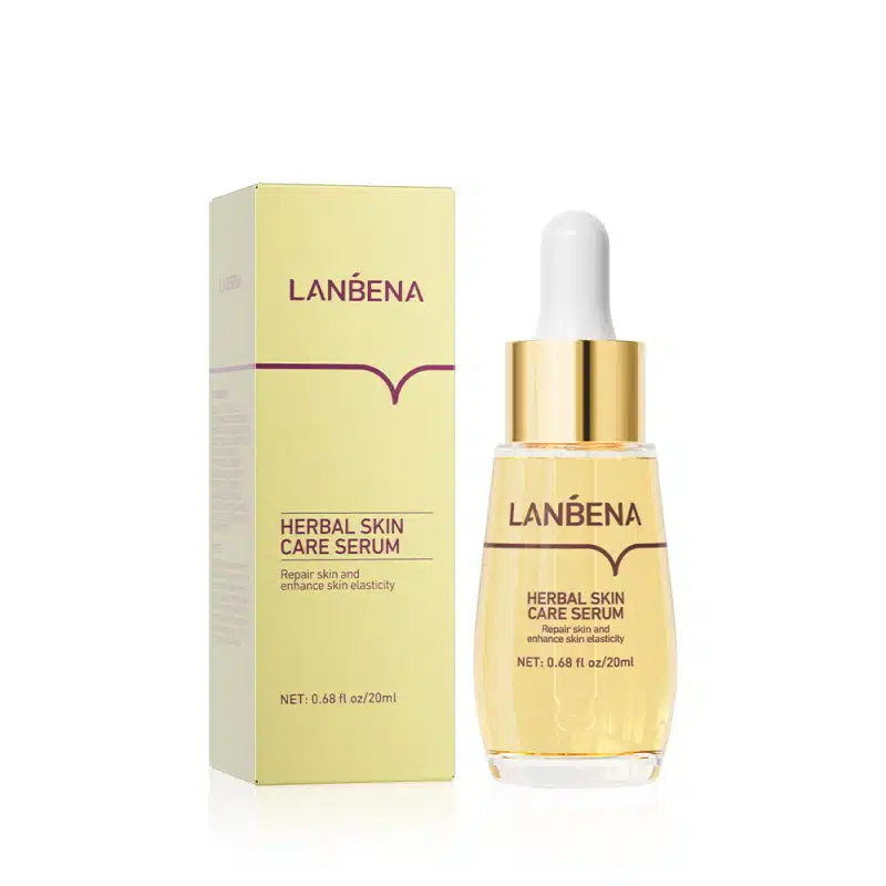 Lanbena Herbal Skin Care Serum 20ml in a clear glass dropper bottle with gold cap. - thumbnail
