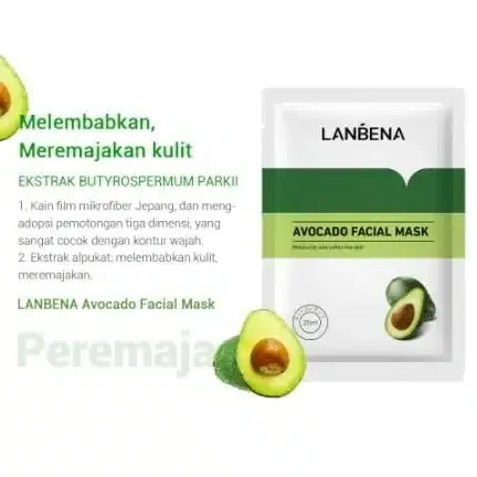 Two Lanbena Avocado moisturizing sheet masks stacked, highlighting the light green sachet sides and tops. - thumbnail