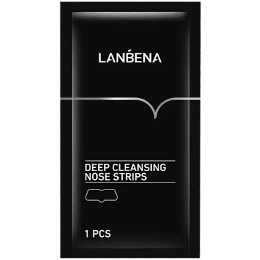 Lanbena Deep Cleansing Nose Strips Mask white box packaging with green accents and dark gray strip.