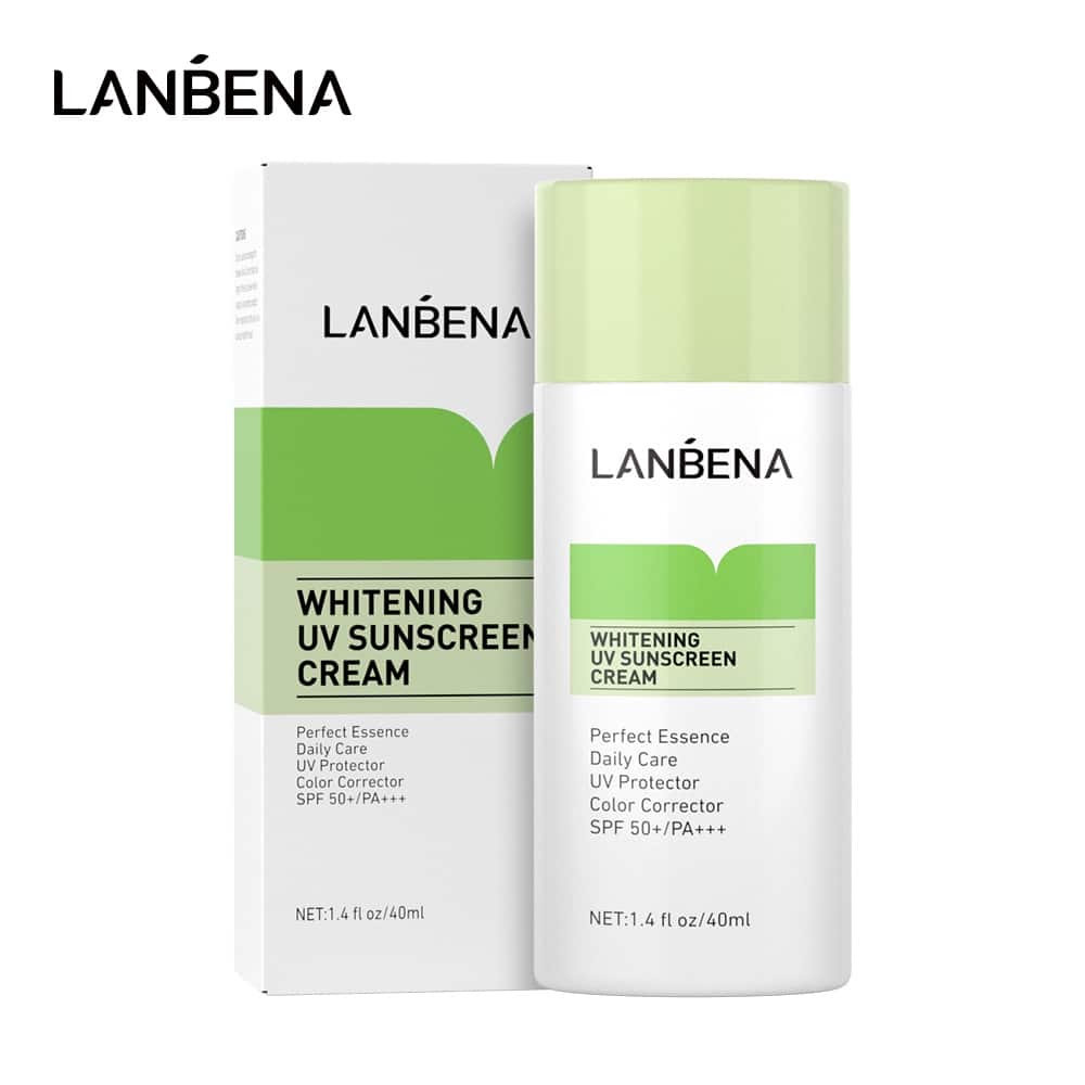 Lanbena Green Whitening UV Sunscreen Cream SPF50+++ 40ml tube, clearly showing the front label. - thumbnail