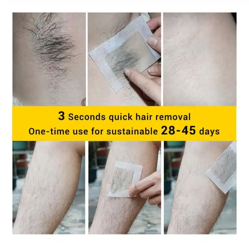 Lanbena hair removal wax strips fanned out, showing translucent pink strips on white backing. - thumbnail