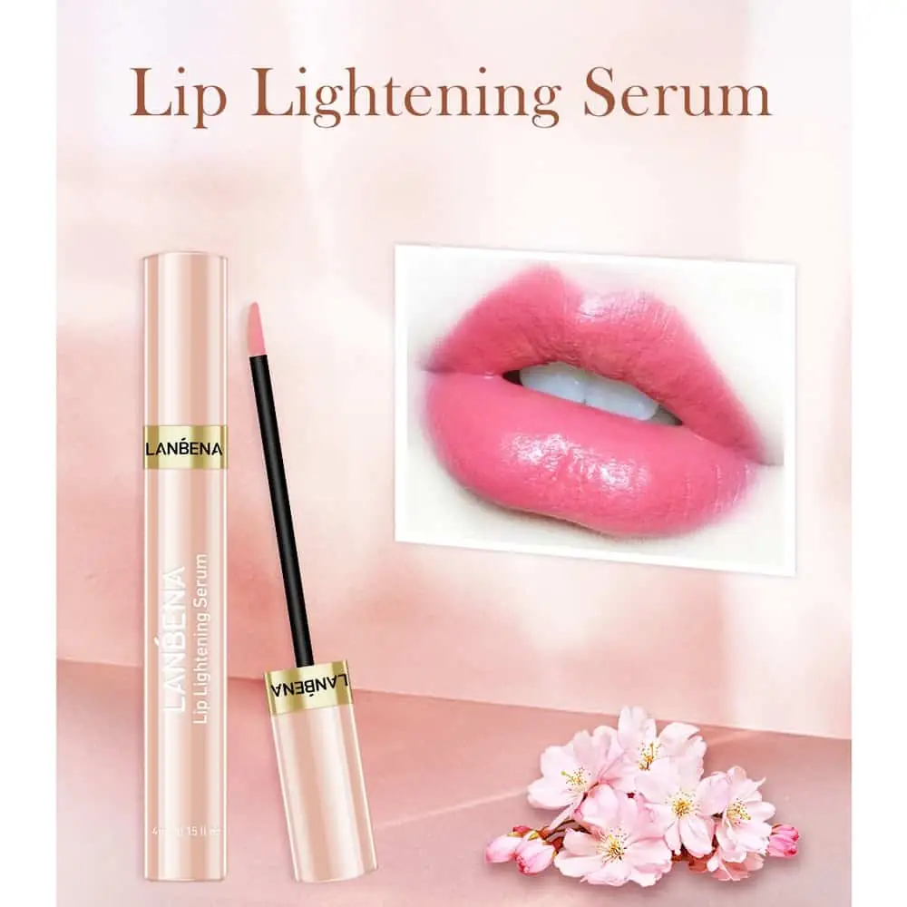 Close-up of Lanbena Lip Lightening Serum's clear wand applicator showing a translucent serum drop. - thumbnail