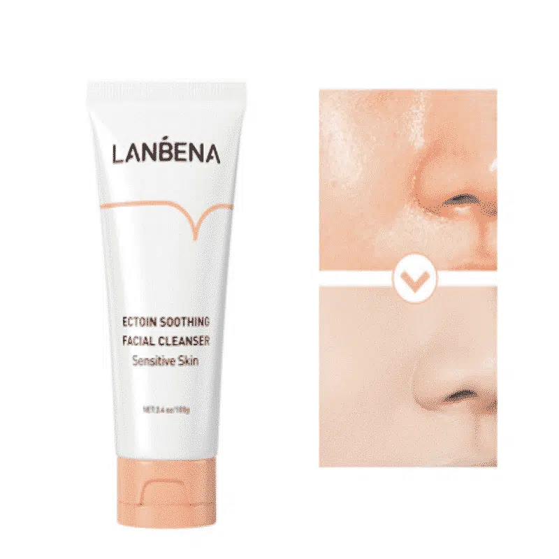 Lanbena Soothing Face Wash white tube lying horizontally, highlighting brand and product details. - thumbnail