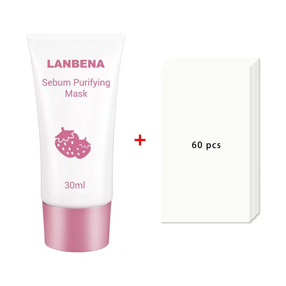 Lanbena Strawberry Blackhead Mask liquid applied from the bottle onto a fingertip with strips. - thumbnail