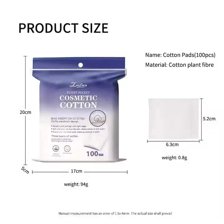 Stack of soft, white LMLTOP cosmetic cotton pads showcasing their gentle, absorbent texture. - thumbnail