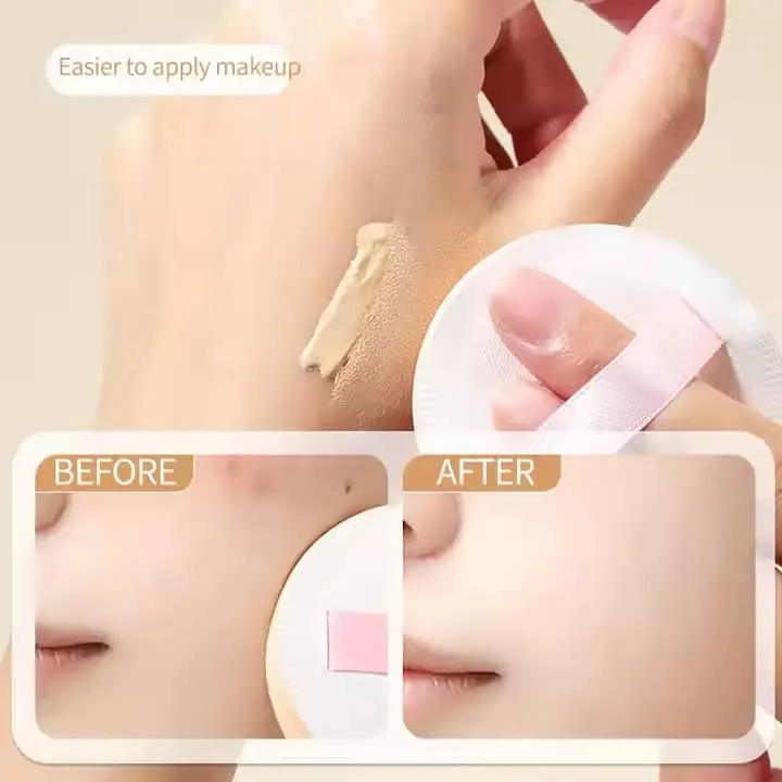 Hand holding a flexible LMLTOP pink powder puff, ready for makeup application. - thumbnail