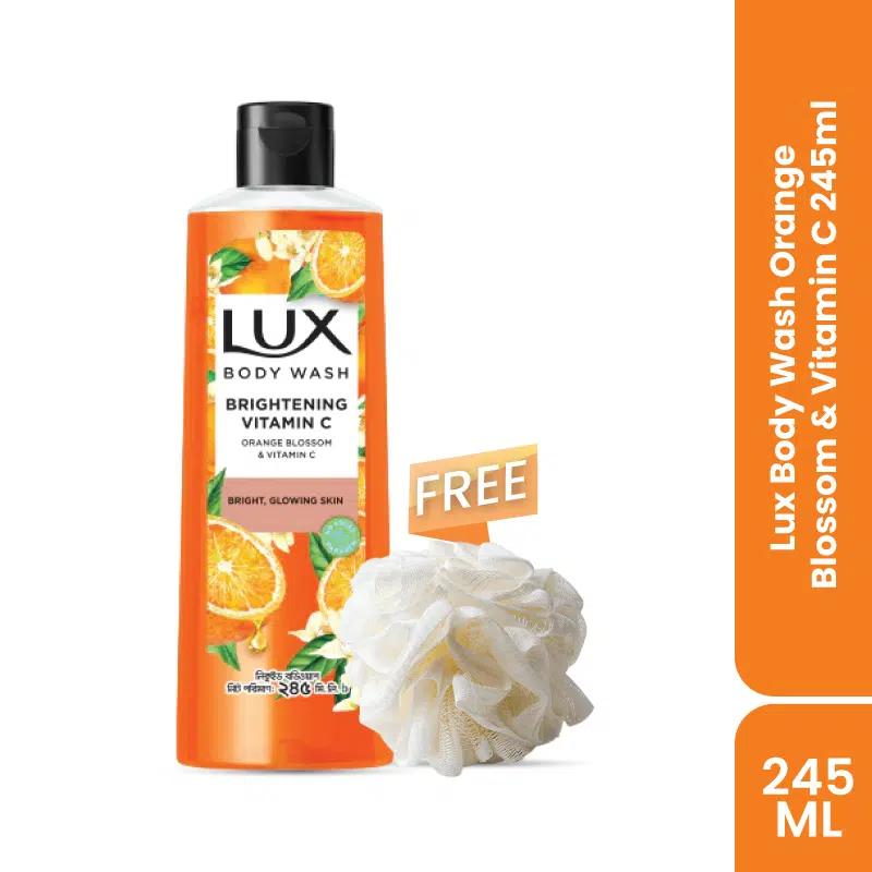 Two Lux body wash bottles, 245ml, showing front upright and back label horizontally. - thumbnail