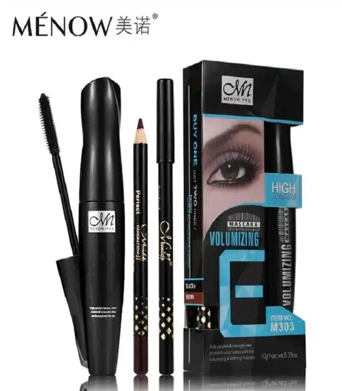 M.N Waterproof Mascara full black tube standing upright with shiny silver cap. - thumbnail