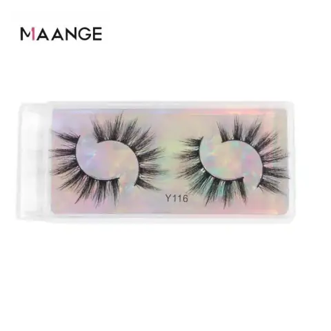 Maange 3D mink false eyelashes Y116, two reusable pairs in clear retail packaging.