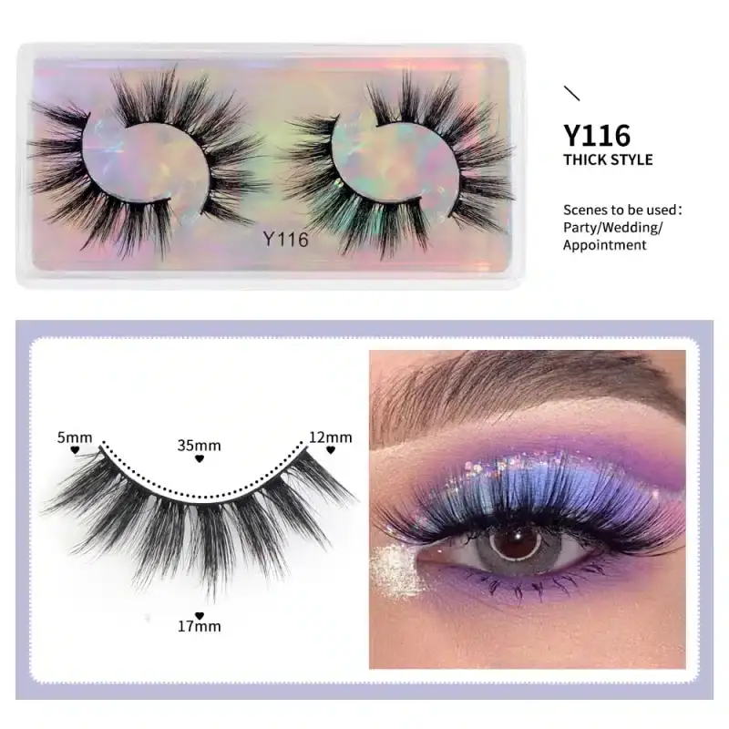 Close-up of one pair of Maange Y116 3D reusable false eyelashes showcasing dense texture. - thumbnail