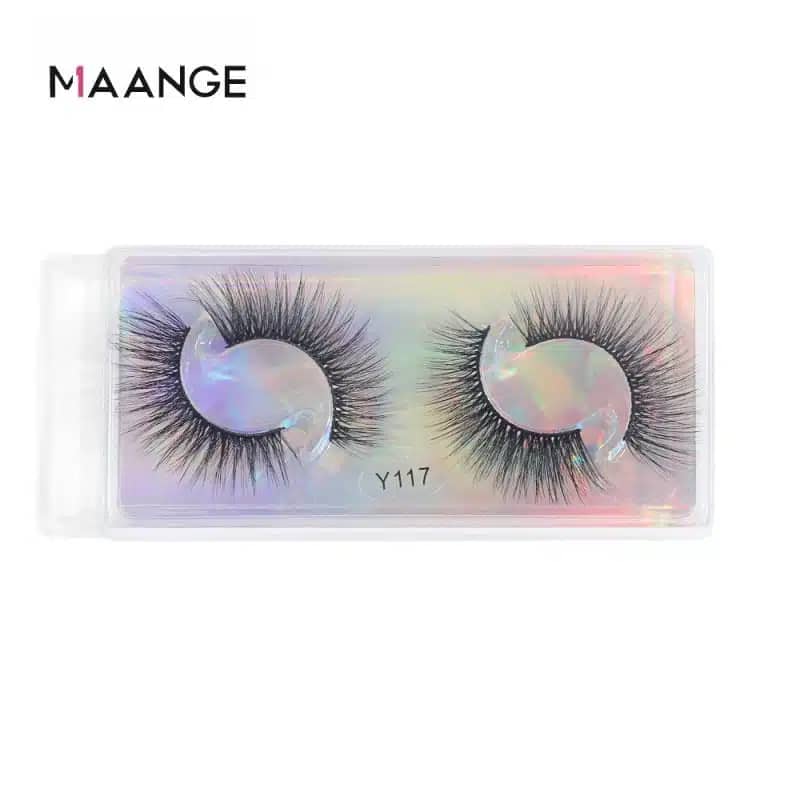 Maange 3D Mink reusable false eyelashes, two Y117 pairs in clear packaging on white. - thumbnail