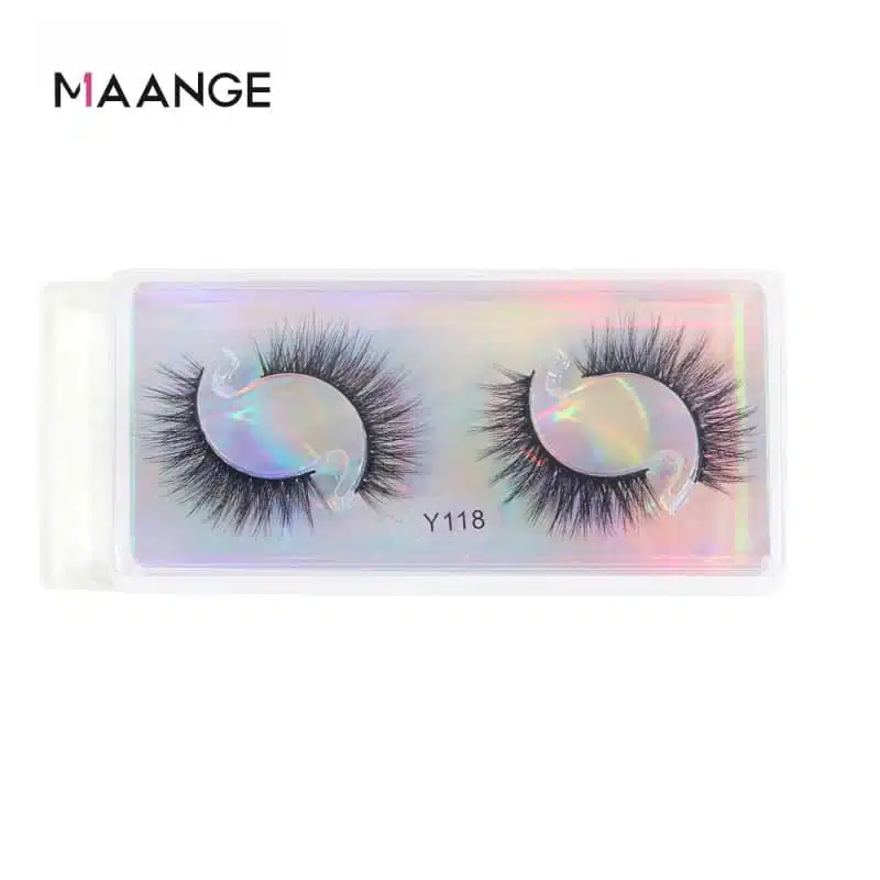 Maange 3D Mink False Eyelashes Y118, two reusable black lash pairs in clear packaging on white. - thumbnail
