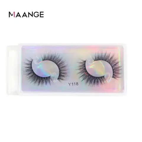 Maange 3D Mink False Eyelashes Y118, two reusable black lash pairs in clear packaging on white.