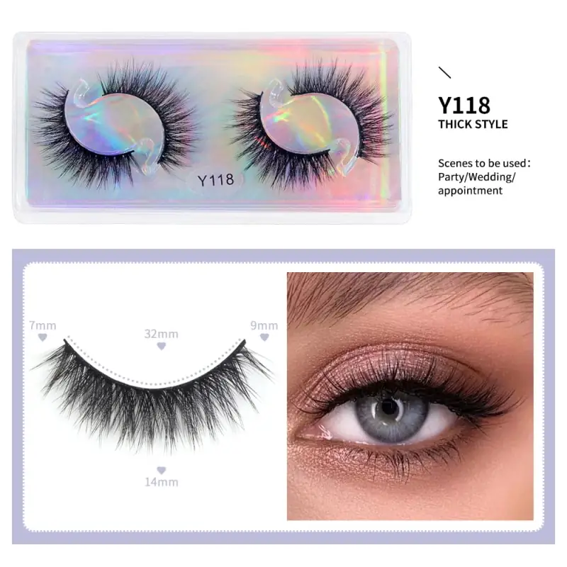 Maange Y118 3D Mink false eyelashes showing two reusable pairs inside their transparent plastic packaging. - thumbnail