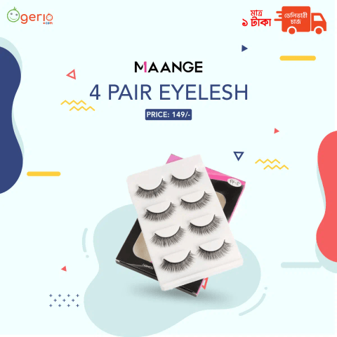 Maange 4 pairs of voluminous black 3D mink false eyelashes presented in clear retail packaging.