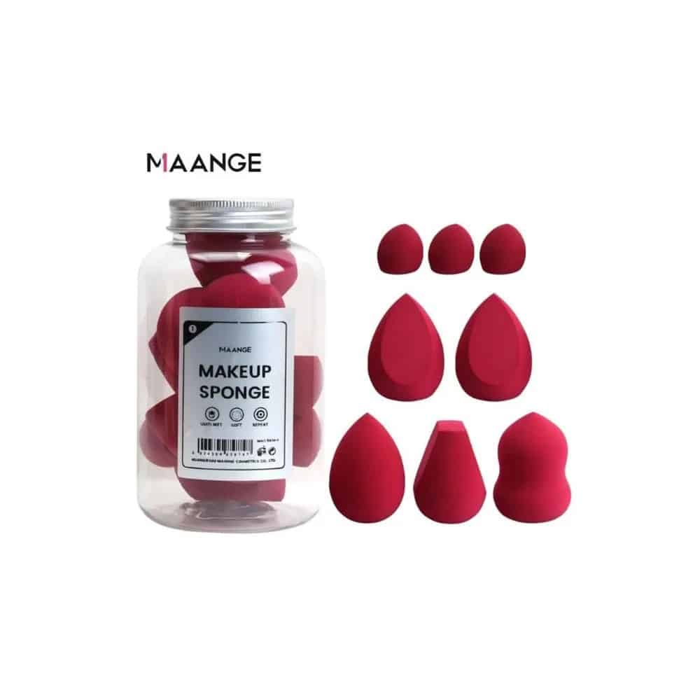 Maange 8 Pcs Makeup Foundation Sponge Set in clear pot, featuring multiple pastel colored sponges. - thumbnail