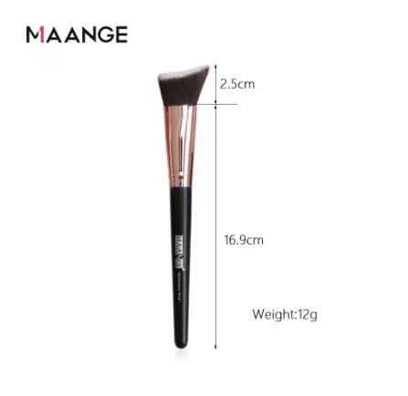 Close-up of Maange contour blush brush showing soft, dense light brown bristles and rose gold ferrule. - thumbnail