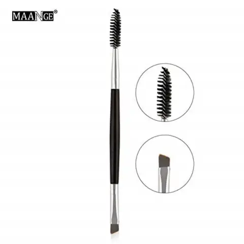 Maange professional double-headed eyebrow brush with angled liner and spoolie ends.