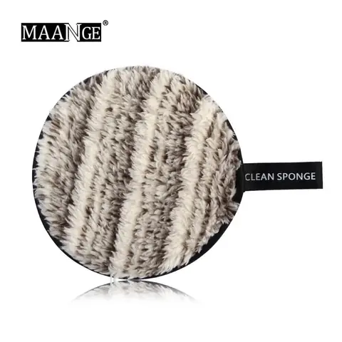 Maange make up remover sponges featuring soft white and brown reusable cleansing pads displayed.