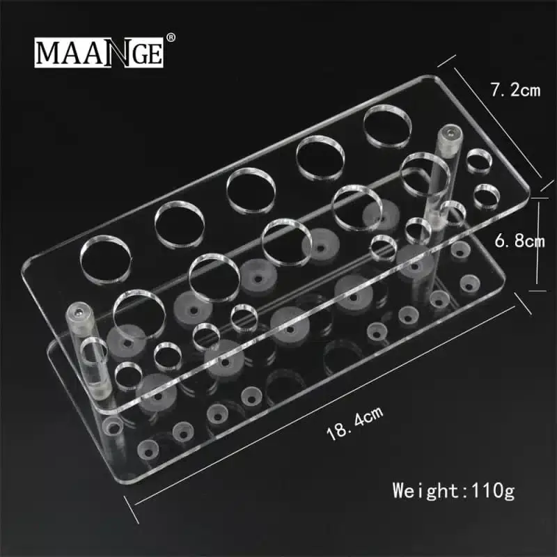 Empty Maange transparent acrylic makeup brush holder with separate white pearl beads and lid. - thumbnail