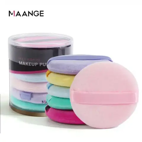 Colorful Maange makeup powder puffs, soft heart-shaped applicators in mixed vibrant colors, individually packaged.
