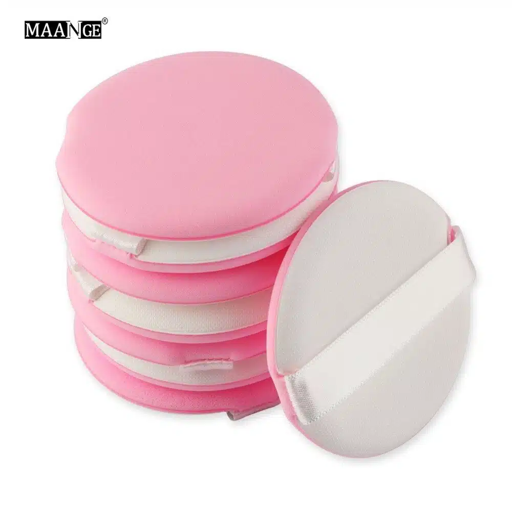 Eight Maange pink teardrop makeup sponges clearly displayed in a transparent retail pack for application. - thumbnail