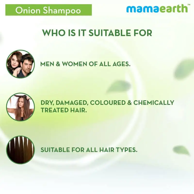 Mamaearth Onion Shampoo bottle, rear view, displaying detailed ingredients list and usage instructions clearly. - thumbnail
