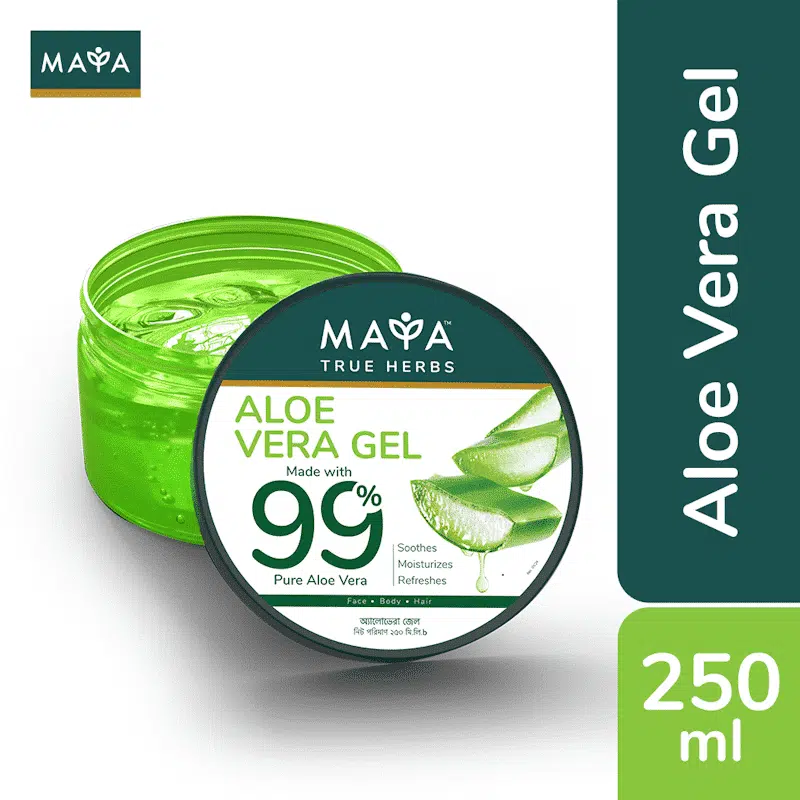 Maya True Herbs Aloe Vera Gel 250ml green bottle with white cap, clearly displaying front label. - thumbnail