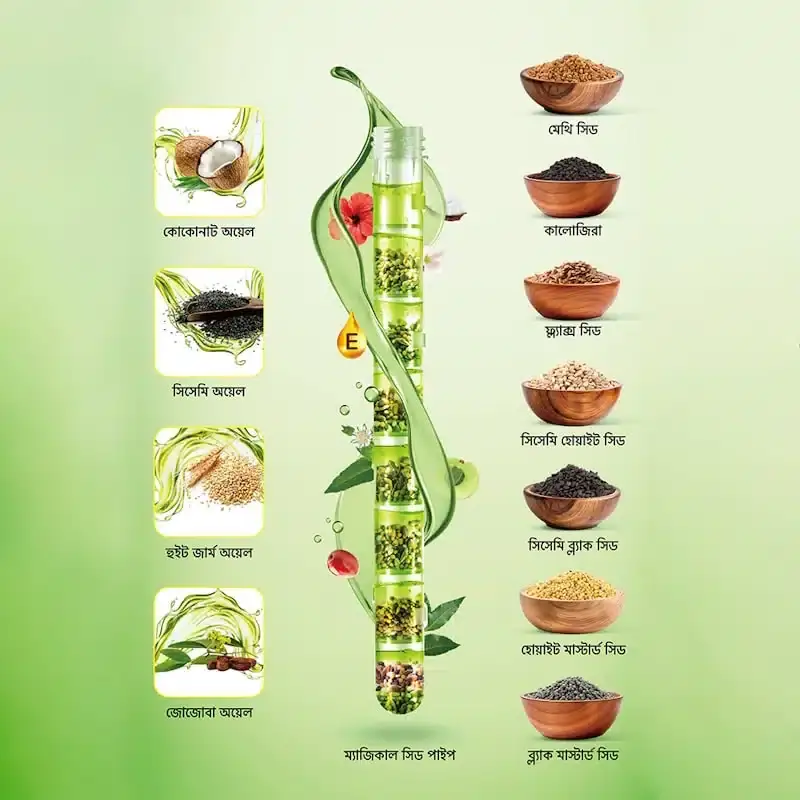 Close-up of Maya True Herbs Herbal Coconut Oil 200ml bottle's vibrant green label text. - thumbnail