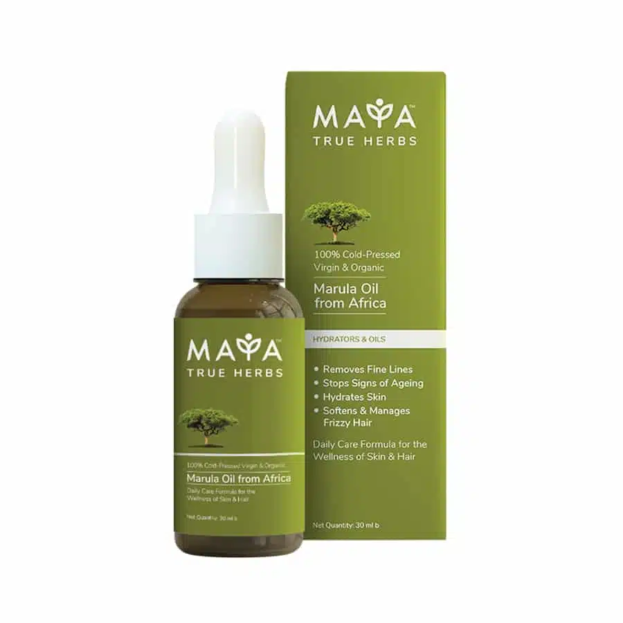 Maya True Herbs Organic Marula Oil 30ml amber glass dropper bottle, front label clearly visible. - thumbnail