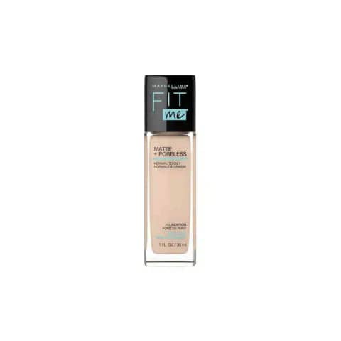 Maybelline Fit Me Matte + Poreless Foundation 120 Classic Ivory 30ml bottle, clear cap, pump dispenser.