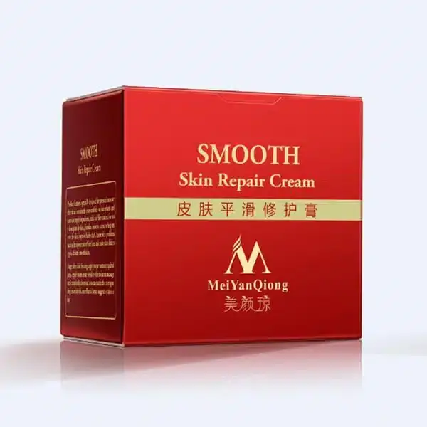 Finger scooping smooth white Meiyanqiong Skin Repair Cream from the jar, demonstrating its texture. - thumbnail