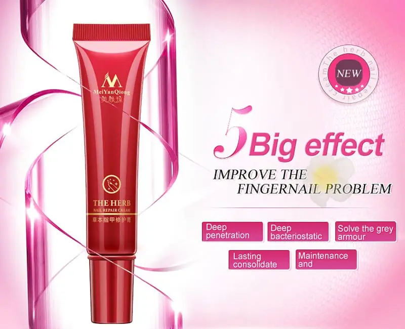 Meiyanqiong The Herb Nail Repair Cream tube with open cap, showing the white cream texture. - thumbnail