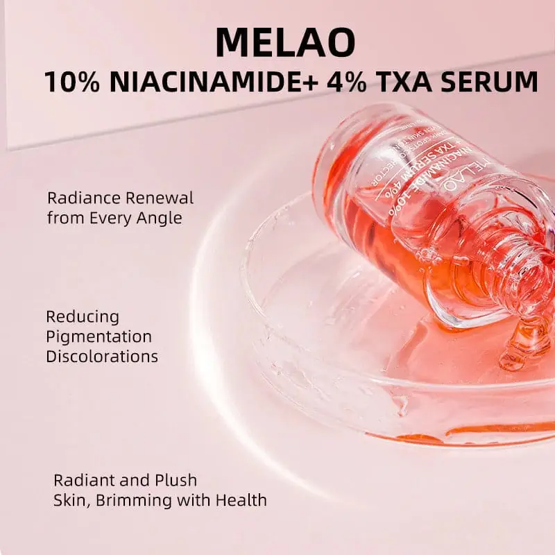 Close-up of Melao 10% Niacinamide serum dropper bottle, showing a clear liquid drop. - thumbnail