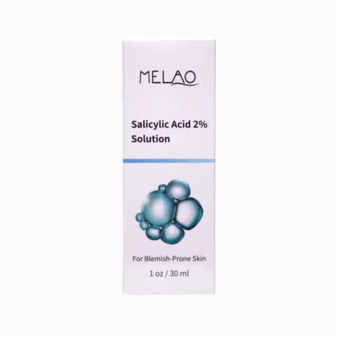 Melao Salicylic Acid 2% Solution Serum in a dark amber dropper bottle, 30ml size.