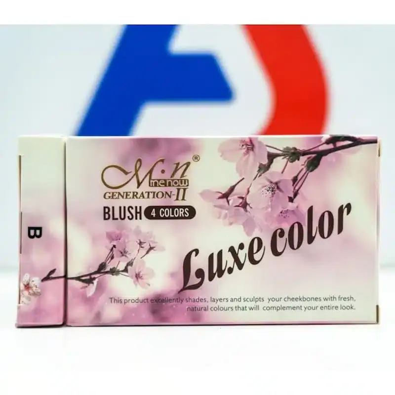 Close-up of Menow Luxe Color blusher revealing fine texture and four vibrant shades. - thumbnail