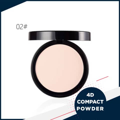 Menow Compact Powder 4D open, revealing lightweight beige pressed powder, mirror, and applicator.