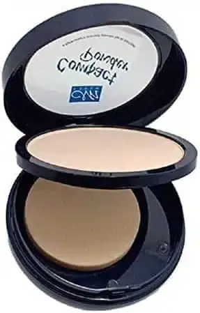 Menow 4D Lightweight Compact Powder in open white and gold case, revealing pressed powder and sponge.