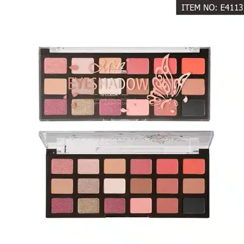 Menow 18-color high pigment eyeshadow palette, open, showcasing diverse vibrant shimmer and matte shades.