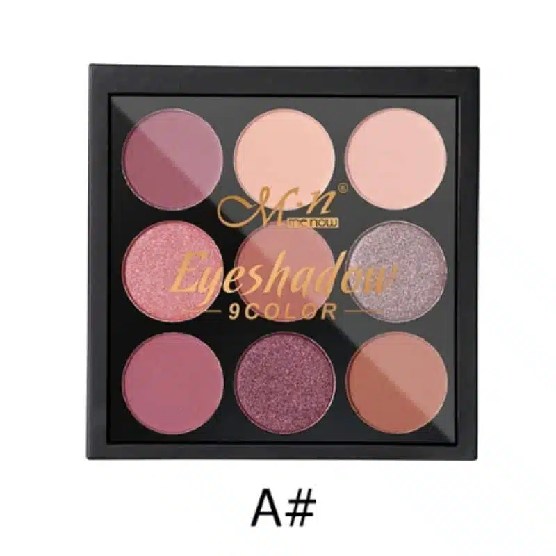 Menow 9-color eyeshadow palette, closed black rectangular case with white branding. - thumbnail