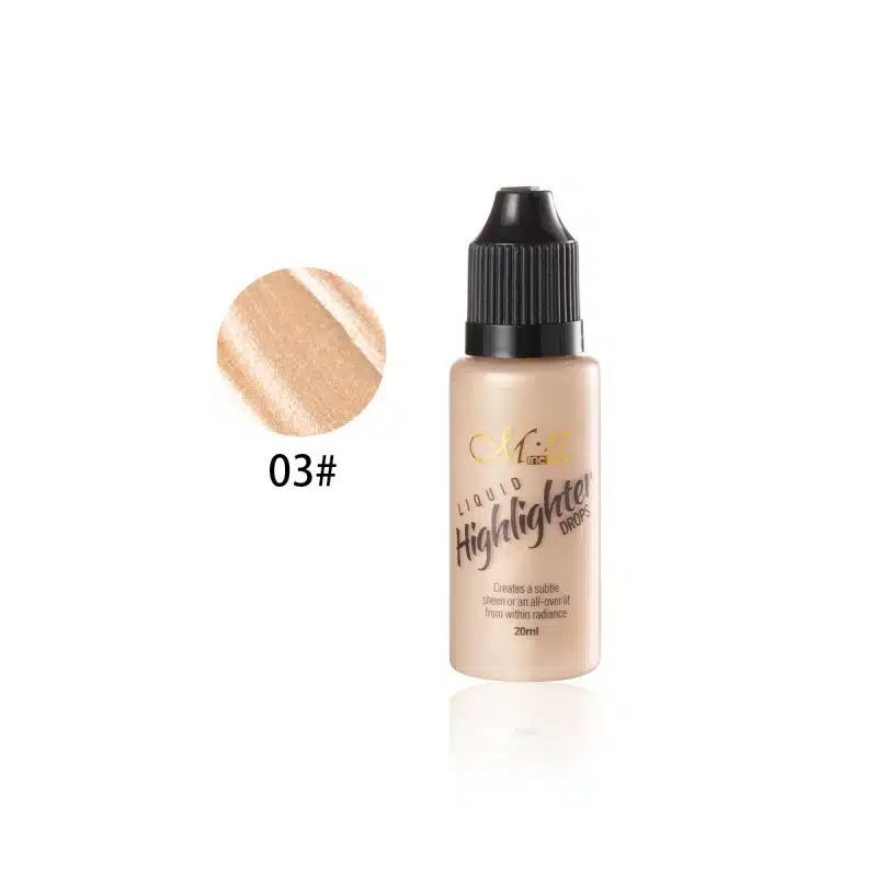 Menow Liquid Highlighter Drops 3 in a clear glass bottle with a white dropper cap, front view. - thumbnail