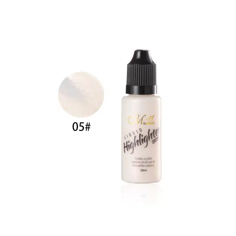 Menow Liquid Highlighter Drops shade 5 in a sleek glass bottle with black dropper on white background. - thumbnail
