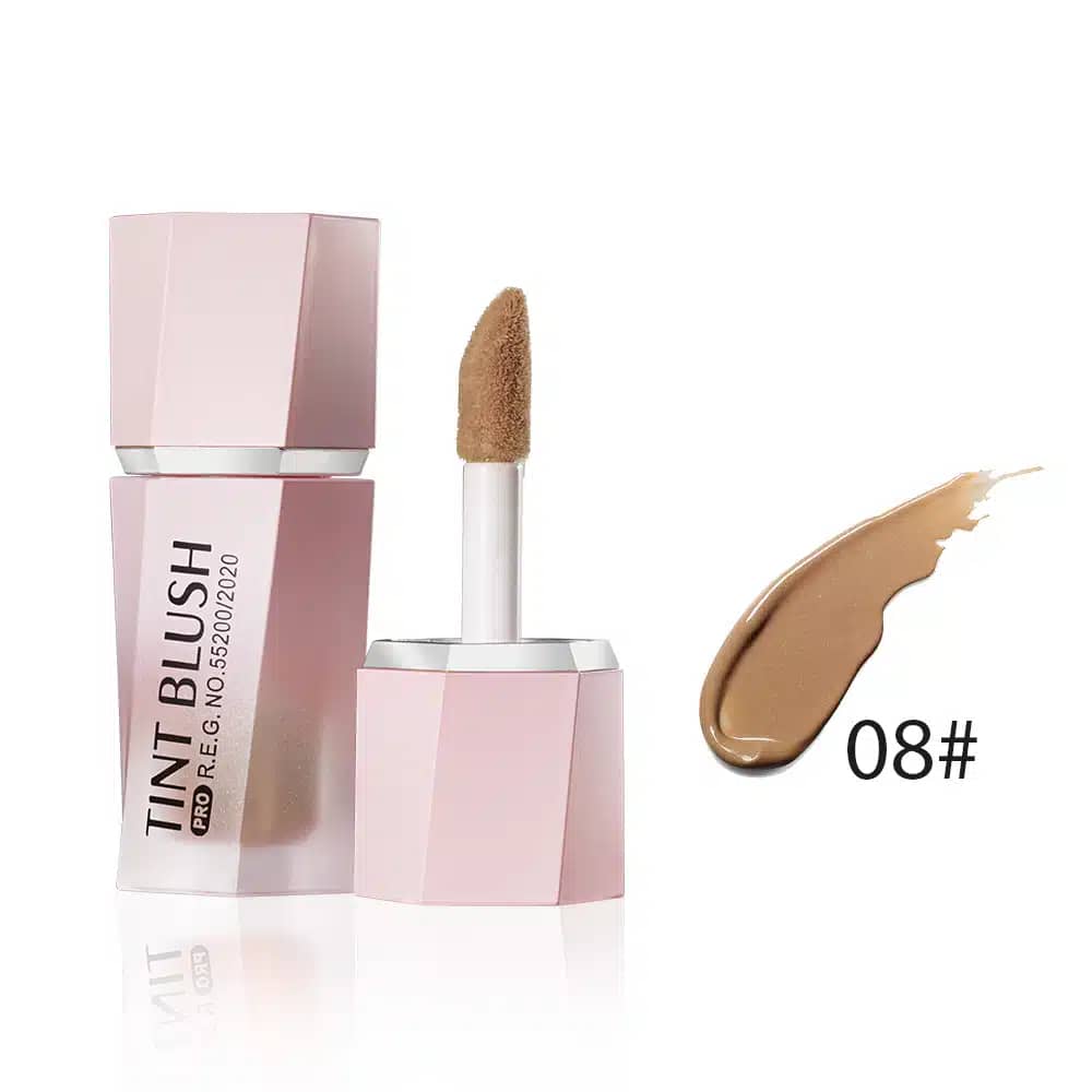 Menow Tint Liquid Blush 08, 7ml tube with black cap, showcasing vibrant coral liquid. - thumbnail