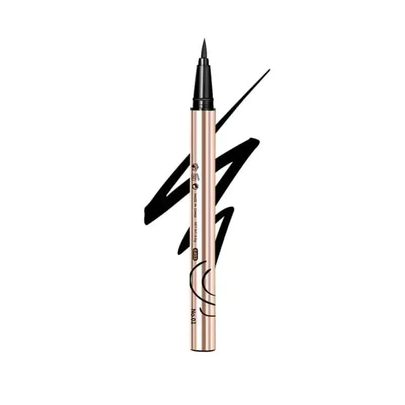 Menow 24h long-lasting waterproof black liquid eyeliner pen with elegant gold cap. - thumbnail