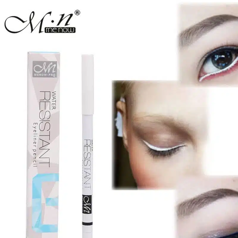 Three Menow White Eyeliner Pencils, two in sealed plastic packaging and one unboxed. - thumbnail