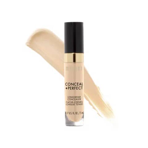 Milani Conceal + Perfect Longwear Concealer 120 Light Vanilla in its beige tube with black cap.