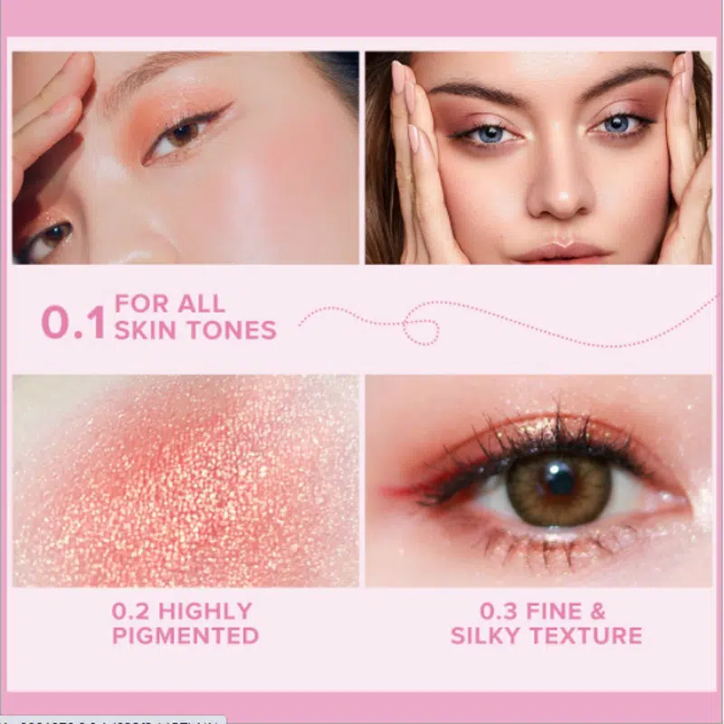 Close-up of a hand holding the open Minimeli 35 Colors palette, highlighting vibrant pink and blue shades. - thumbnail