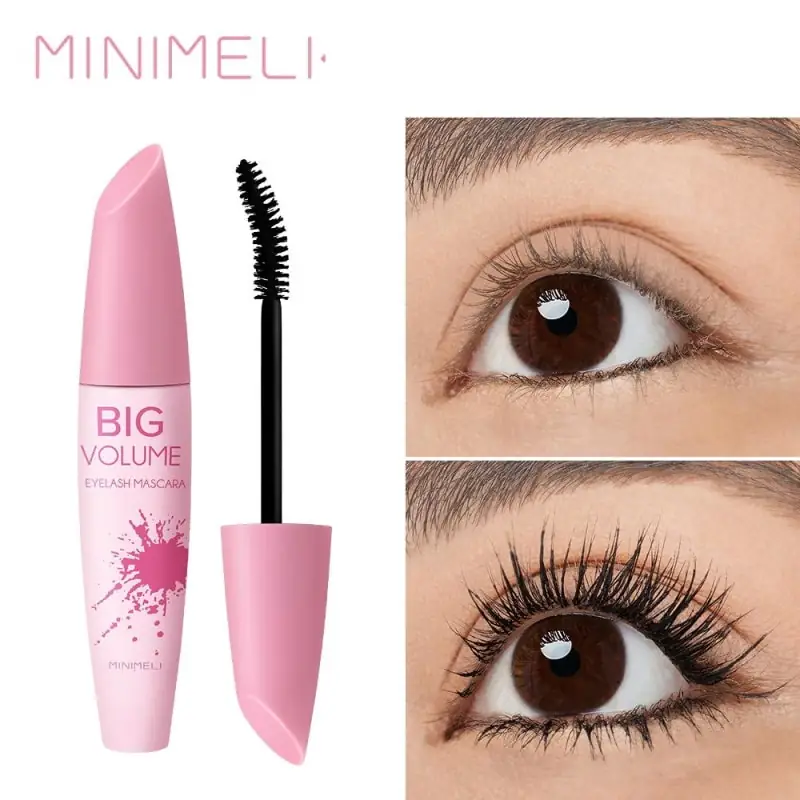 Close-up of Minimeli Hypercurl Mascara's dark black, volumizing brush with product. - thumbnail
