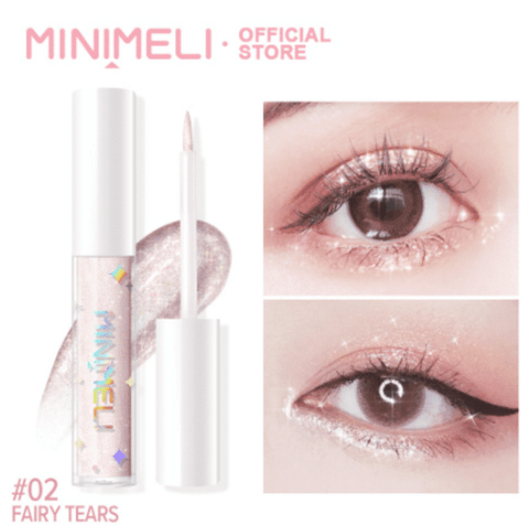Two Minimeli Liquid Glitter Eyeshadow 02 Fairy Tears tubes, one upright, one lying down.